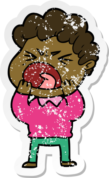 Bir insan tarafından çizilmiş öfkeli bir adamın sıkıntılı çıkartması.