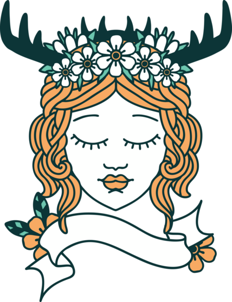 Bir insan tarafından çizilmiş Retro Dövme Tarzı İnsan Druidi