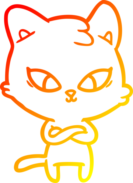 Bir insan tarafından çizilmiş sevimli bir çizgi film kedisinin sıcak çizgi çizgisi.