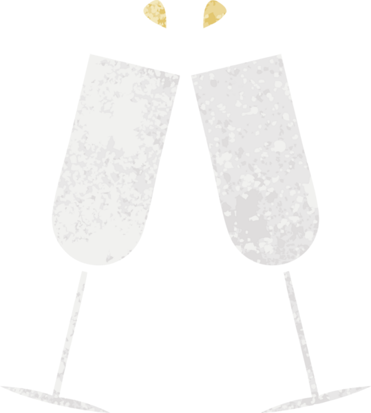 Bir insan tarafından çizilmiş şampanya kadehlerinin retro çizim tarzı karikatürü.