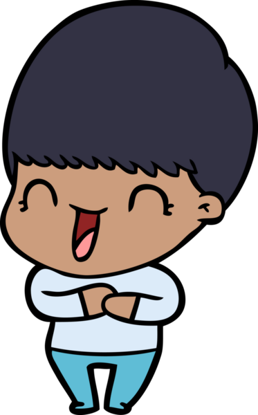 Bir insan tarafından çizilmiş mutlu çizgi film çocuğu.