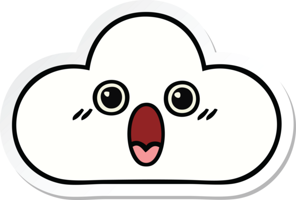 Bir insan tarafından çizilmiş şirin bir karikatür bulutunun çıkartması.