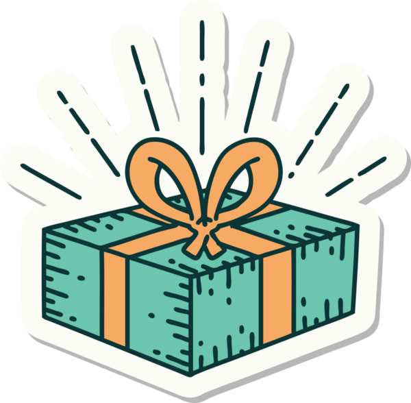 Bir insan tarafından çizilmiş dövme stili Noel hediyesi.