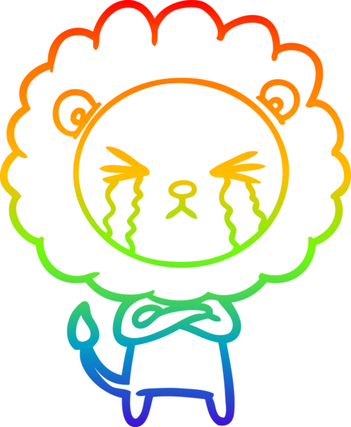 Bir insan tarafından çizilmiş ağlayan bir aslanın çizgi çizimi.