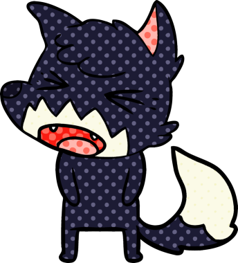 Bir insan tarafından çizilmiş kızgın çizgi film tilkisi.