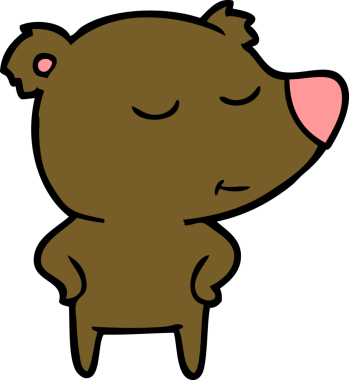 Bir insan tarafından çizilmiş mutlu çizgi film ayısı.