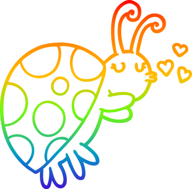 gökkuşağı gradyan çizgi çizimi bir insan tarafından çizilmiş uğur böceği