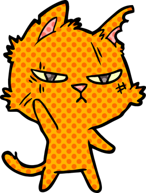 Bir insan tarafından çizilmiş sert çizgi film kedisi.