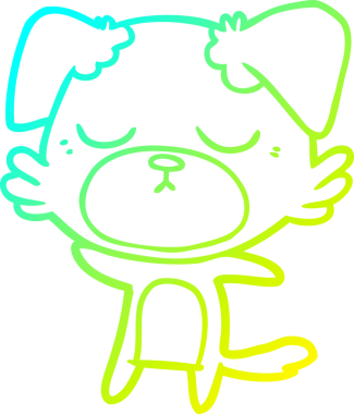 Bir insan tarafından çizilmiş şirin bir çizgi köpeğin soğuk gradyan çizgisi.