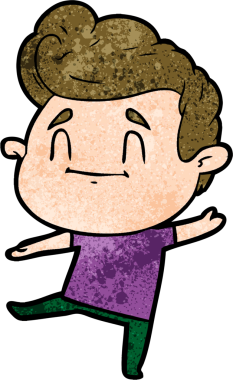 Bir insan tarafından çizilmiş mutlu çizgi film adamı.