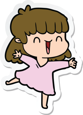 Bir insan tarafından çizilmiş mutlu bir kızın çıkartması.