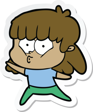 Bir insan tarafından çizilmiş ıslık çalan bir kızın çıkartması.