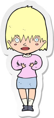 Bir insan tarafından çizilmiş Kim Ben jesti yapan bir karikatür kadının çıkartması.