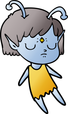 Bir insan tarafından çizilmiş uzaylı kız.