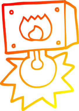 Bir insan tarafından çizilmiş, yanan bir çizgi filmin sıcak çizgi çizimi.