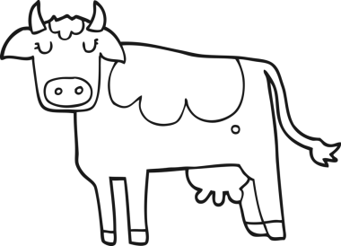 bir insan tarafından çizilmiş çizgi film ineği