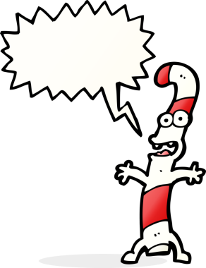 Bir insan tarafından çizilmiş konuşma balonlu şeker kamışı.