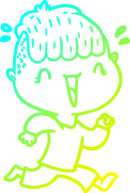 Bir çizgi filmin soğuk gradyan çizimi mutlu bir çocuğun bir insan tarafından çizilmesine şaşırdı