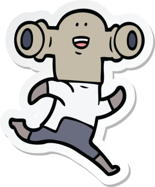 Bir insan tarafından çizilmiş dost canlısı bir uzaylı çizgi film çıkartması.