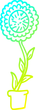 Bir insan tarafından çizilmiş bir çiçek saksının soğuk gradyan çizgisi.