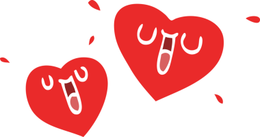 Bir insan tarafından çizilmiş mutlu karikatür kalpleri.