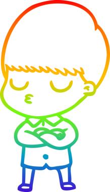 Gökkuşağı gradyan çizgi çizimi bir insan tarafından çizilmiş sakin bir çocuk