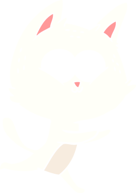 Bir insan tarafından çizilmiş düz renkli çizgi film kedisi