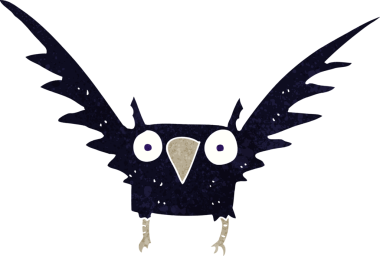 Bir insan tarafından çizilmiş karikatürümsü kuş.