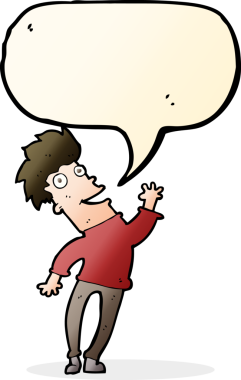 Bir insan tarafından çizilmiş konuşma balonlu mutlu adam çizgi filmi.