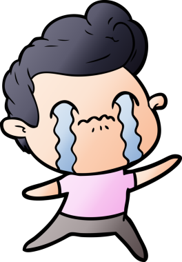 Bir insan tarafından çizilmiş ağlayan çizgi film adamı.