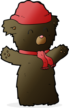 Bir insan tarafından çizilmiş şirin siyah ayı.