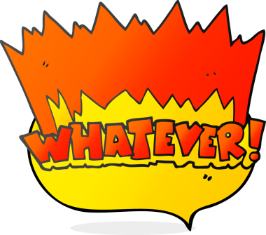 Serbest konuşma balonu karikatürü, her neyse! Bir insan tarafından çizilmiş bağır