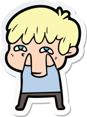 Bir insan tarafından çizilmiş garip bir adamın çıkartması.