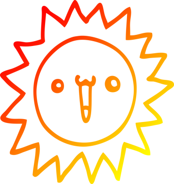 Bir insan tarafından çizilen çizgi film güneşinin sıcak çizgi çizimi