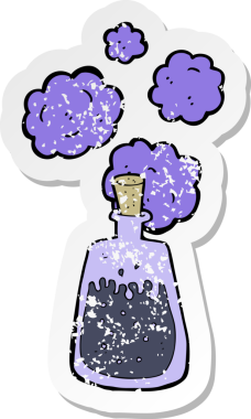 Bir insan tarafından çizilmiş sihirli iksirin gerilimli yapıştırması.