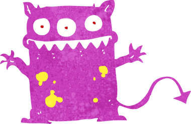 Bir insan tarafından çizilmiş küçük bir canavar.