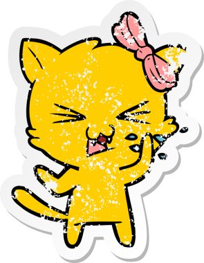 Bir insan tarafından çizilmiş karikatür bir kedinin sıkıntılı çıkartması.