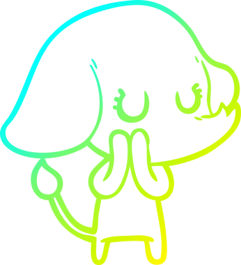 Bir insan tarafından çizilmiş şirin bir filin soğuk gradyan çizgisi