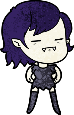 Bir insan tarafından çizilmiş ölümsüz vampir kız çizgi filmi.