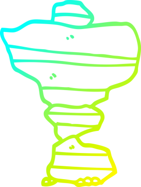 Bir insan tarafından çizilmiş istiflenmiş taş karikatürünün soğuk gradyan çizimi