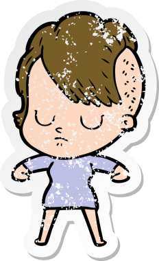 Bir insan tarafından çizilmiş karikatür bir kadının sıkıntılı çıkartması.