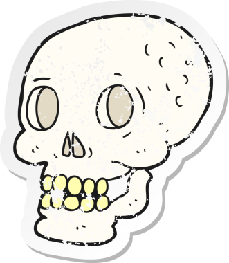 Bir insan tarafından çizilen cadılar bayramı kafatası karikatürünün gerilimli yapıştırması.