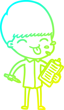 Bir çizgi film satıcısının bir insan tarafından çizilmiş dili dışarı çıkaran soğuk çizgi çizgisi.