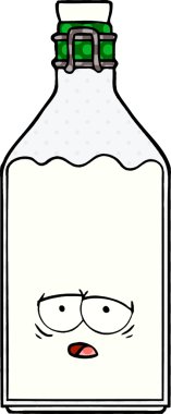 Bir insan tarafından çizilmiş eski bir süt şişesi.