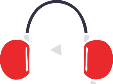 Bir insan tarafından çizilmiş eski bir kulaklığın düz renkli retro karikatürü