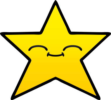 Bir insan tarafından çizilmiş altın yıldızın gölgeli karikatürü