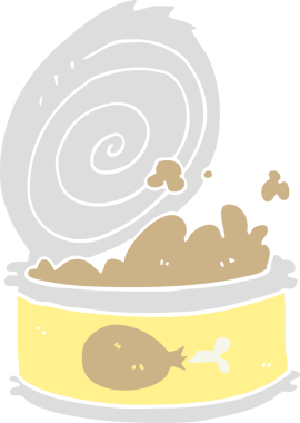 Bir insan tarafından çizilmiş düz renkli karikatür konservesi