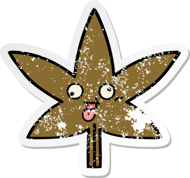 Bir insan tarafından çizilmiş bir sonbahar yaprağının hüzünlü çıkartması.