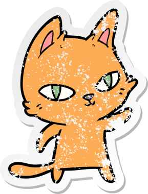 Bir insan tarafından çizilmiş karikatür kedisinin sıkıntılı çıkartması.