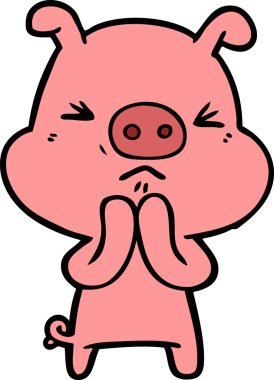 Bir insan tarafından çizilmiş huysuz domuz çizgi filmi.